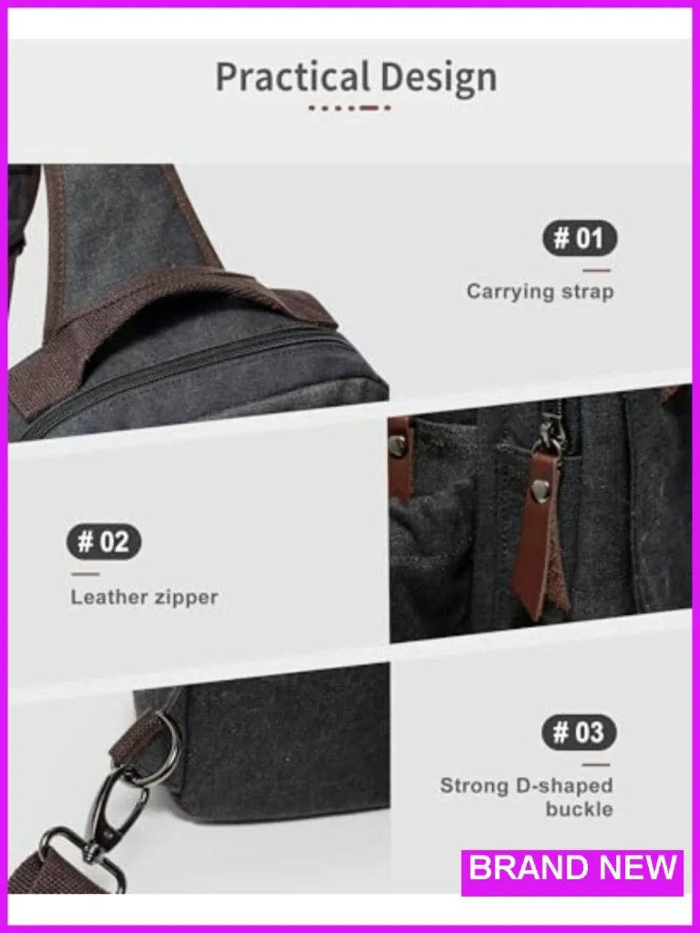 Canvas Messenger Bag for Men Women Crossbody Sling Backpack Shoulder Bag